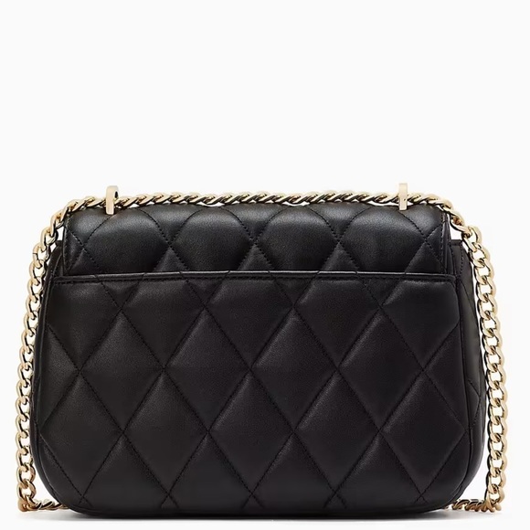 Kate Spade Carey Small Quilted Flap Shoulder Bag Black - Picture 6 of 6